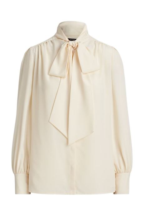 Camicetta in georgette con fiocco LAUREN RALPH LAUREN | 200P14083001.MASCARPONE CREAM
